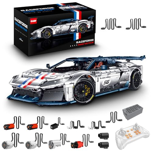 FigureArt Technik Sportwagen Auto Bausatz, GULY 10656, 3998 Teile mit Motoren und LED Groß Ferngesteuert Auto MOC Klemmbausteine für Erwachsene (Originalverpackung) (Dynamische Deluxe-Edition)