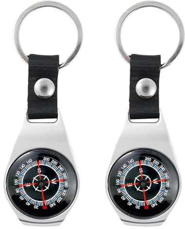 2 Artikel Kompass Schlüsselanhänger Compass Kompass Anhänger für Outdoor, Camping & Abenteuer