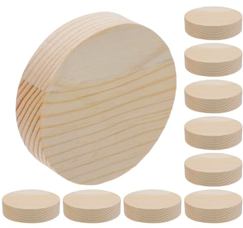 DECORNIJIA 10 Rond en Bois Vierges pour Bricolage Garçon et Filles, Surface Lisse, à Peindre la Main, Ornements en Bois pour Décorations de Mariage et Dessous de Verre