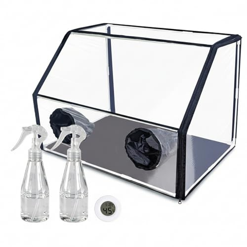 Tienda de campaña para cultivo de hongos, kit de micología con caja de aire quieto y protector de esporas que incluye termómetro y nebulizadores para cultivo de hongos en interiores, 24 × 16 × 16 pul