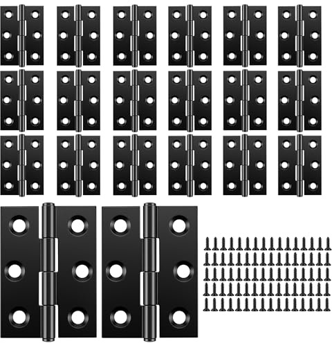 HONYUET Black Stainless Steel Butt Hinges for Cabinet and Wood Doors, Ball Bearing, 44x32x1 mm, 20 Pcs