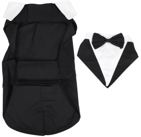 SEWACC Eleganter Hunde Smoking aus Polyester mit Hautfreundlichem Material und Dekorativen Knöpfen Verstellbare Hundebekleidung für Hochzeiten und Silvesterfeiern in Schwarz
