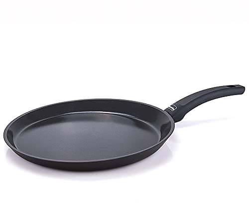 Berndes Pfanne mit flachem Rand für Crêpes und mehr 28 cm, Induktionsgeeignet, Aluminium, schwarz, 011289, Antihaft, 49 x 30 x 9,5 cm