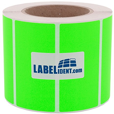 Thermotransfer-Etiketten auf Rolle neongrün - 75 x 50 mm - Papier, selbstklebend - 1.000 farbige Etiketten auf 1 Rolle/n, 76 mm Kern, Blanko Rollenetiketten