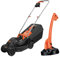 BLACK+DECKER Cortacésped eléctrico 1000W, ancho de corte 32 cm, ajuste de altura de 20-60mm, depósito de 35L, incluye desbrozadora 250W, sistema E-Drive, para jardines hasta 250m², BEMW351GL2