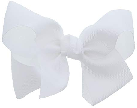 5.5 Inch Grosgrain Hair Bow Clip For Women And Girls (White)