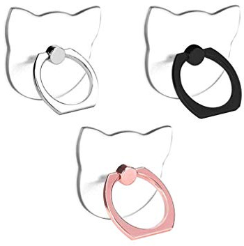 lenoup Transparenter Katzen Design Handy Ring Smartphone Fingerhalterung,360 Drehung Klar Katzen Handyringhalterung Finger Handy Ringhalter für Handys, Pad