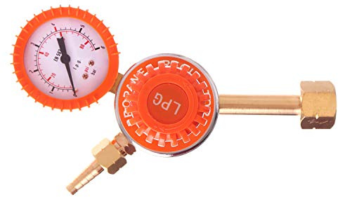 TC TECHNIC Luftdruckminderer für Propan Butan LPG Gasregler für Feuerstelle Grill Küche mit Manometer Sicherheitsventil max Durchflussmenge 5 m3/h Eingangsdruck 25 bar