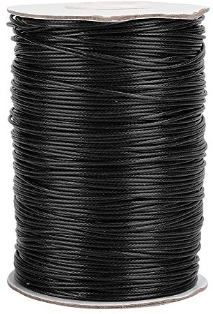 160m Gewachste Baumwollschnur 1mm DIY Nähen Schmuck Basteln Wachsband Baumwollkordel handgewebte Baumwollfaden für Schmuckherstellung DIY Handwerk(schwarz)