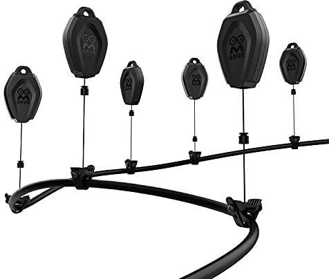 AMVR VR Kabelmanagement, 6 Packungen Einziehbares Deckenriemenscheibensystem für Quest 3S/3/2/PSVR/PSVR 2/Rift/Rift S/Valve Index/HTC Vive/Vive Pro/HP Reverb G2-Verbindungskabel (schwarz)
