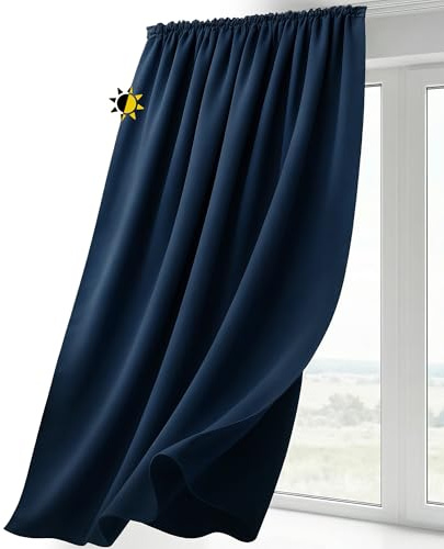 BEAUTEX Verdunklungsvorhang 300x245 Navyblau Kräuselband Blickdicht | lichtmindernd, wärmeisolierend, pflegeleicht, waschbar, für Schiene geeignet, viele Farben und Größen