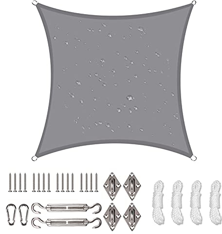 NAKIHOUSE Sonnensegel Wasserdicht mit Befestigungs Kit, 3.6 x 3.6 m UV Schutz Sonnenschutz Segel für Garten, Balkon & Terrasse