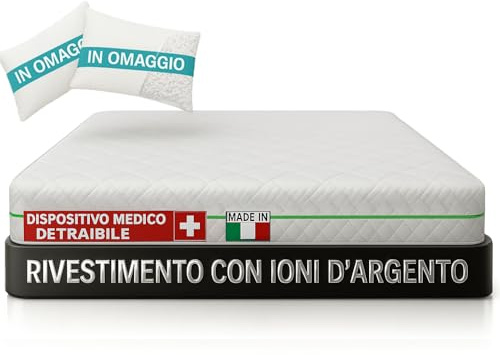 Francegaglia - Materasso Matrimoniale Memory Foam 160x200 7 Zone Differenziate (Dispositivo Medico Certificato) Materassi Matrimoniali Made in Italy, Altezza Garantita 25 Centimetri con Tessuto Silver