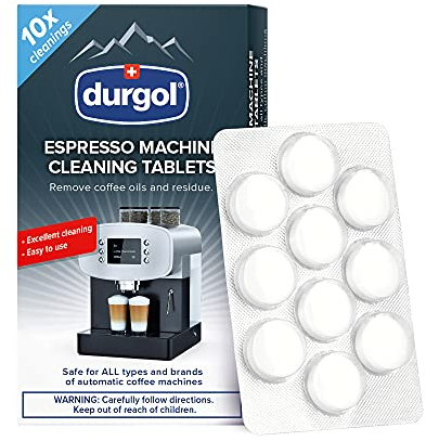 Durgol Espresso Machine and Coffee Maker Cleaning Tablets, Compatible with all Coffee Machines10 count, White