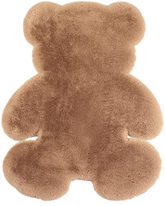 KRIPINC Bear Faux Sheepskin Rug, Animal Faux Fur Rug, Brown Fluffy Carpet, Kids Carpet, Anti-Skid Decor Bear Floor Mat for Living Room Bedroom Bedside, 75x105cm