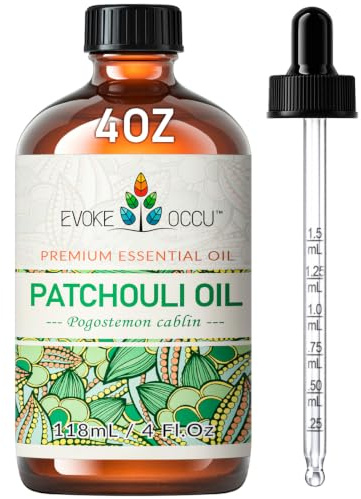 EVOKE OCCU Patchouli Oil for Skin, Hair, Diffuser & Soap DIY | Patchouli oil ideal for aromatherapy, diffusers, skin & hair care, handmade soap and perfume, 118ml / 4 FL Oz bottle