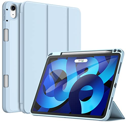 JETech Hülle für iPad Air 11 M4/M3/M2 & Air 5/4 10,9, Himmelblau | Für iPad Air 11 (2026-2024) & Air 10,9 (2022/2020), Weiches TPU, Pencil Holder, Dreifach-Ständer, Stoßfestes Leichtdesign