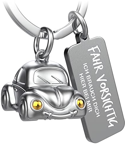 FABACH Auto Schlüsselanhänger Car mit Gravur - Schutzengel Schlüsselanhänger Engel für Autofahrer - Geschenk Glücksbringer Fahr vorsichtig Auto Geschenke - Fahr vorsichtig, ich brauch dich