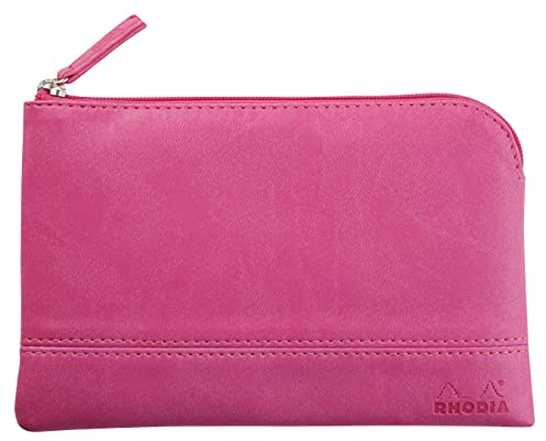 Rhodia 116542C - Rhodiarama pochette zippé en simili cuir italien - taille S (11x17 cm) FUCHSIA