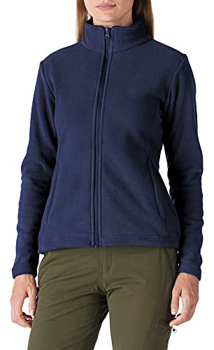 Outdoor Ventures dam fleecejacka med genomgående dragkedja ståkrage dam lätt fleece sweatjacka varm damjacka för löpning, vandring och fritid, Marinblå, L