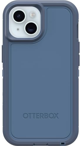 OtterBox Schutzhülle für iPhone 15, iPhone 14 und iPhone 13 Defender Series XT – Babyblaue Jeans (Blau), Bildschirmlos, robust, rastet an MagSafe an, Befestigung mit Umhängeband | Robuste, robuste und langlebige iPhone-Hülle, rastet auf MagSafe ein, druckmontierte, zweilagige iPhone-Hülle