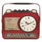 MIJOMA Boîte à clés vintage en métal au design radio rétro avec horloge, rouge, montage mural, décoratif et pratique, 22 x 19 x 8,5 cm, à piles, MIJ-144392