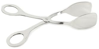 Pinza da cucina senza fessure - per servire cibo e pasticceria di lusso - 18 cm - in acciaio inox - pale 6 x 4,5 cm - Hostelnovo