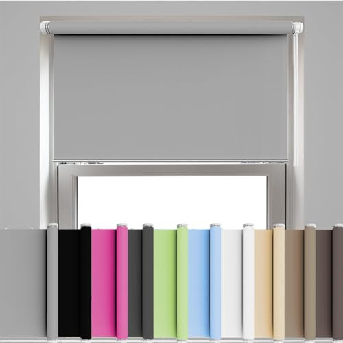 Thermorollo 60 x 210 cm Hitzeschutz, Sichtschutz, Ohne Bohren Hitzeschutz Seitenzugrollo für Schlafzimmer, Badezimmer, Wohnzimmer Fenster, Grau