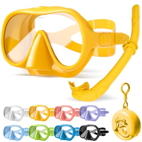 HINATAA Macaron - Set da snorkeling per adulti, maschera subacquea senza cornice, ultra ampia, anti-nebbia, anti-perdita, maschera subacquea professionale, occhiali da nuoto da donna e uomo (set