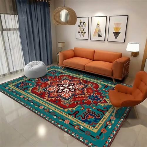RUGMRZ Designer Teppiche Teppich Landhaus Wohnzimmerteppich Retro-Stil roter Schlafzimmerteppich waschbar Flickenteppich Waschbar 50X80CM