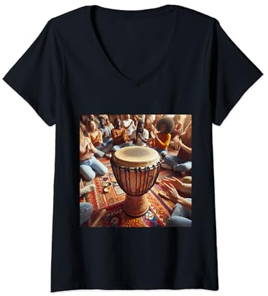 Damen Wirklich wie Djembe African Drums T-Shirt mit V-Ausschnitt