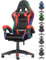 bigzzia Gaming Chair with RGB Computer Chair with Light Reclining PU Leather Video Game Chair with Headrest Adjustable Lumbar Support (Black/Red)