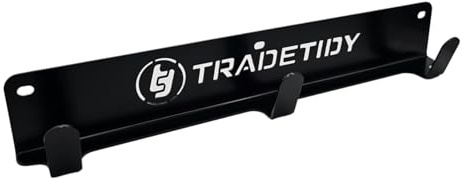 Tradetidy Coat/Hardhat Pegs Holder, Coat Hangers for Workshops, Vans, and Garage Storage, Rounded Edges for Safety, Made from 2mm Super Strong Steel, Made in The UK, 380mm x 60mm x 55mm, Black