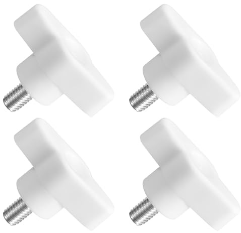 QUARKZMAN 4 Stück T-Flügelschraube mit Griffen M6 x 10mm Weiß | Männliche Schraube Knopf 304 Edelstahl Rändelschraube Daumenschrauben-Griff 36mm Durchmesser