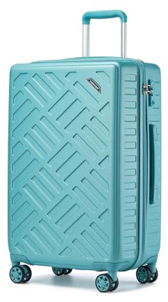 Supercase Koffer Trolley Mittelgroßer Hartschalenkoffer ABS+PC Reisekoffer Leicht Handgepäck mit 4 Rollen und TSA-Schloss Teleskopgriff Rollkoffer 64.5×42×25cm Türkis