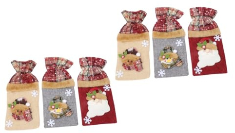 IMIKEYA 2 Sätze Weihnachtsweinflaschen-set Weihnachtsweinflaschenkleid Weihnachtswein-geschenktüten Bierdosenhülle Weinverschlüsse Für Flaschen Flaschenhülle Wein Ärmel Lappen 3 Stück * 2