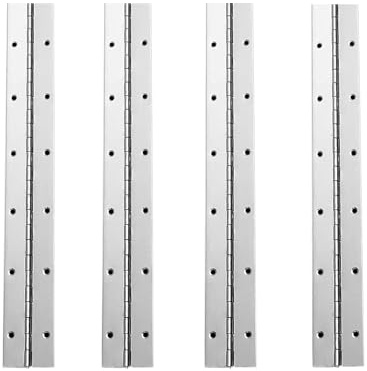 XHMAXE Piano Hinges 4 Pack 12 Inch Silver 304 Stainless Steel Heavy-Duty | Continuous Hinges for Mailboxes, Wooden Furniture, Toolboxes, Storage Boxes, Cabinets and Piano Lids