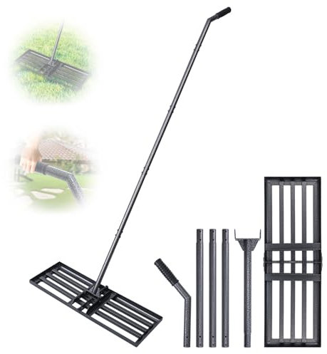 CHANGEMOORE Lawn Levelling Rake, 172cm Lawn Leveller Lute 76.5cm x 25cm, Length Adjustable Garden Levelling Rake, Heavy Duty Effort Saving Soil Levelling Tool for Garden, Yard, Farm