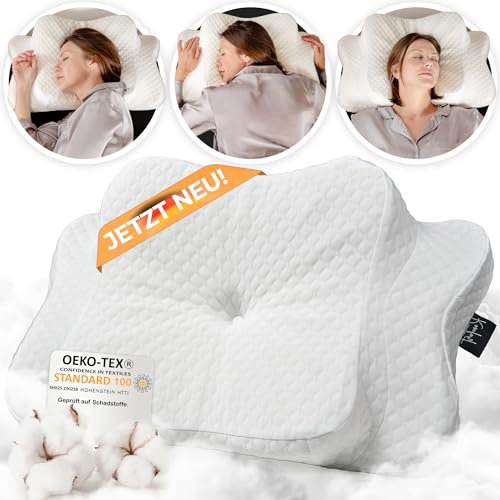 OrthoKomfort® Memory Foam Nackenstützkissen (Getestet & Zertifiziert) – Orthopädisches Kissen für alle Schlaftypen | Kopfkissen Nackenschmerzen - Ergonomisches Kopfkissen - Seitenschläferkissen - Weiß
