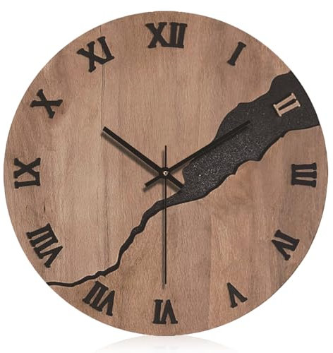 Orologio da parete senza ticchettio, 30 cm, in legno, moderno, da cucina, silenzioso, grande per soggiorno, camera da letto, ufficio, scuola, cameretta dei bambini, decorazione vintage, movimento al