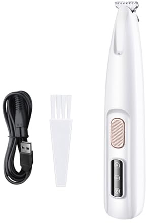 Pffiocix Tierhaarschneider mit LED-Licht für die Pfotenpflege, wiederaufladbar, geräuscharm, Haarschneider für alle Haustiere
