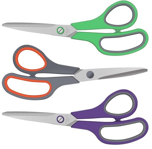 3 Pack Scissors Set, 8.3 Heavy Duty Scissors with 25 mm Thickness Sharp Blades & Ergonomic Soft-Grip Handles, All Purpose Scissors for Office, School, Kitchen, Crafts, Sewing, Right/Left Hand Use