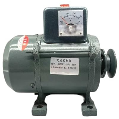 Generador AG sin escobillas, generador de imán permanente de 3500 W y 220 V, generador de iluminación sin escobillas accionado por correa con bobina de cobre puro, para motores de gasolina o diésel, u