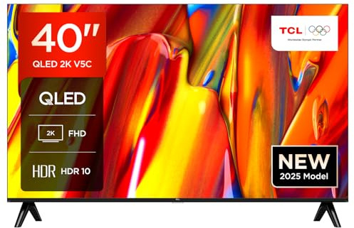 TCL 40V5C-UK 40Inch Full HD Smart QLED Direct LED TV with Android TV​ & HDR - Compatible with Google Cast & Google Home, Slim Design