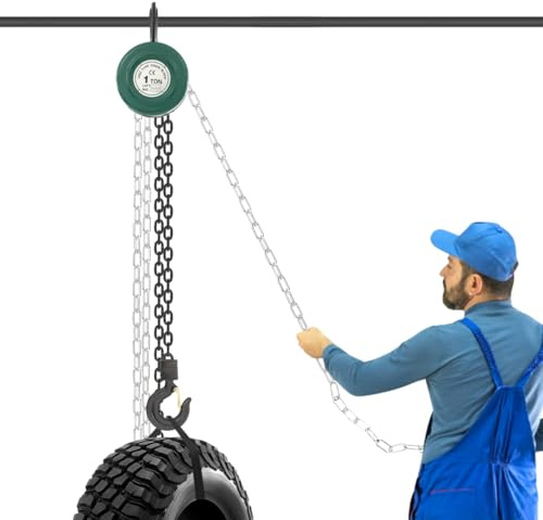Paranco manuale a catena a mano, catena completamente zincata, facile sollevamento del carico, girevole a 360°, portata 1T, cavo in acciaio, cavo di sollevamento, cavo a cricchetto, 3 m, colore: verde