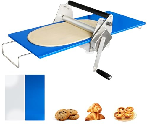Folding Dough Sheeter（12）, 2 Sheeter Boards Stainless Steel Thickness Adjustable, Manual Dough Sheeter Machine for Making Croissant, Bread & Pizza, For Home Bakers and Professional Bakeries