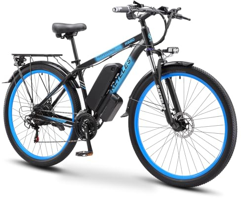 QIKAITU K820 Elektrofahrrad, Erwachsenes Elektro-Straßenrad 100KM Reichweite, Professionelle 21-Gang-e-Fahrräder, LCD-Display Ebike, Elektro-Pendlerfahrrad (Blau)