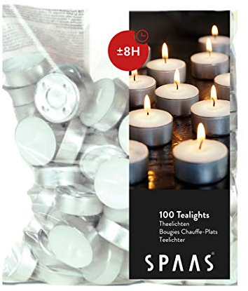 Spaas - Sac de Bougies Chauffe-Plats x100, 8 Heures - Blanc
