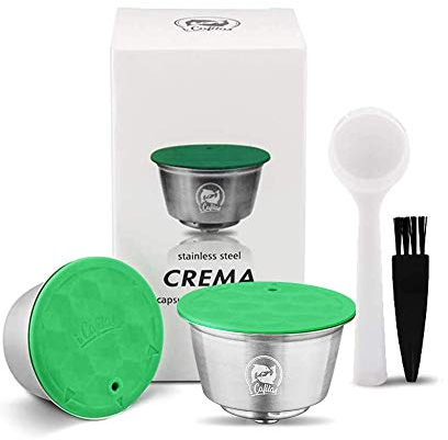 i Cafilas 2 Filter Kaffee-Kapseln Kann wiederverwendet für Dolce Gusto Kaffeekapseln,2 Stück mit 1 löffel und 1 Reinigungsbürste
