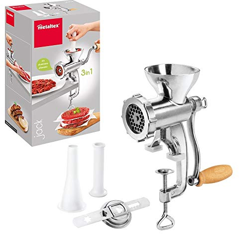 Metaltex 251721010 Jack Fleischwolf Alu Größe 5, Aluguss, silber, 14 x 10 x 26.5 cm